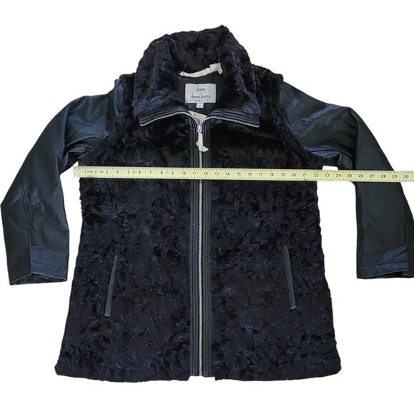 Dennis Basso Faux Fur Vegan Leather Zip Front Jacket w/ Zip-Off Sleeves NEW - Picture 6 of 14
